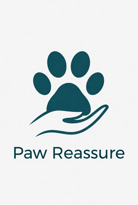 Paw Reassure logo — a paw resting in an open, cupped human hand